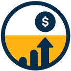 upward arrow and dollar sign
