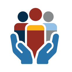 hands holding up three figures
